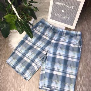LL Bean Blue Plaid Cotton Size 8 Bermuda Shorts